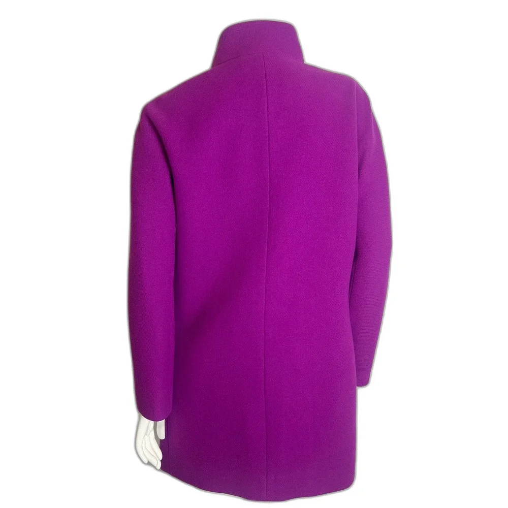 NWT J. Crew Cocoon Stadium Cloth by Nello Gori Bright Purple Wool Jacket Size 4